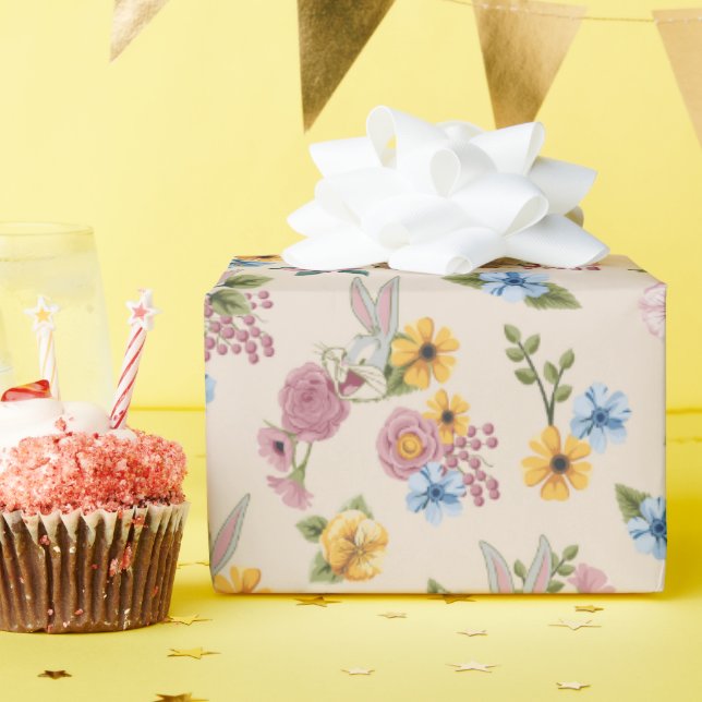 Papier Cadeau Motif de broderie florale BUGS BUNNY™ (Fête d'anniversaire)