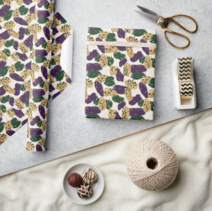 Papier Cadeau Motif de brosses vert violet or