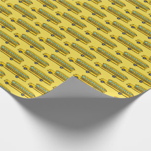 Papier Cadeau Motif de bus scolaire jaune mignon