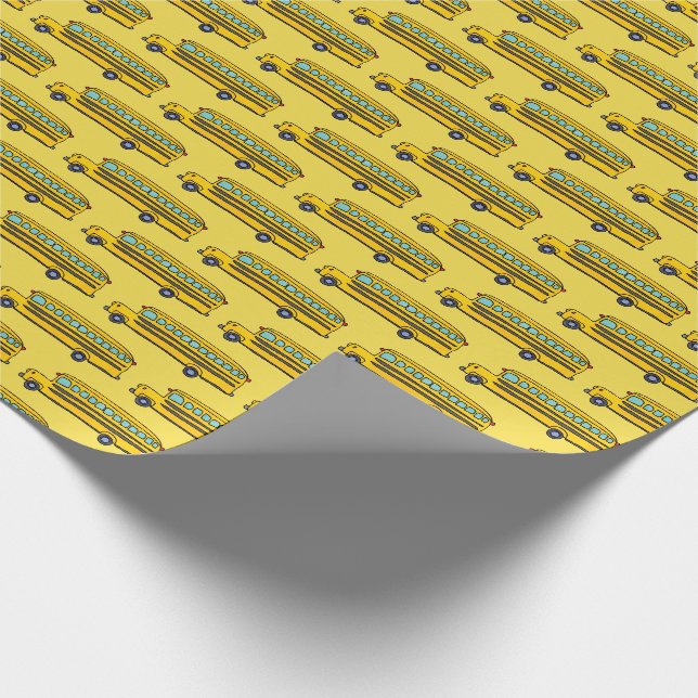 Papier Cadeau Motif de bus scolaire jaune mignon (Coin)
