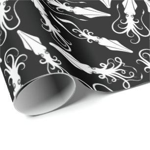 Papier Cadeau Motif de calmar blanc