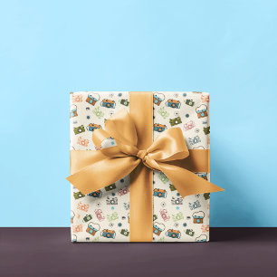 Papier Cadeau Motif de caméra rétro Tan