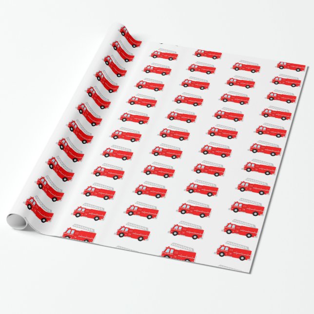 Papier Cadeau Motif de camion-feu rouge (Déroulé)