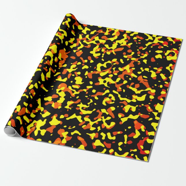 Papier Cadeau Motif de camouflage jaune et orange tendance (Déroulé)