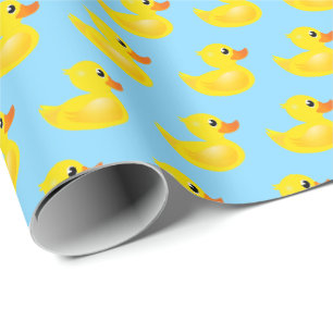 Papier Cadeau Motif de canard en caoutchouc jaune Kawaii