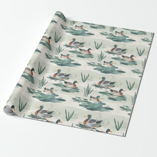 Papier Cadeau Motif de canards mignons (Déroulé)