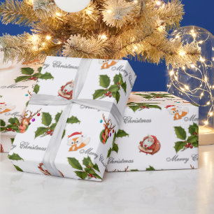 Papier Cadeau Motif de caractères de Noël mignons