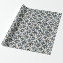 Motif de carreau espagnol Trèfle or bleu