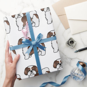 Papier Cadeau Motif De Cartoon De Chien Chien De Foie Et Blanc S