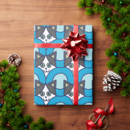 Papier Cadeau Motif de cercle de chat mignon et joueur 