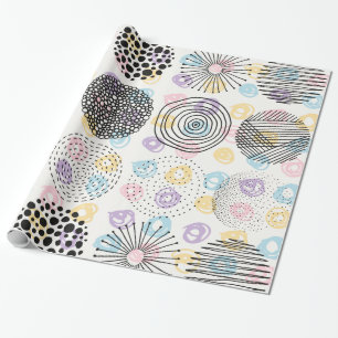 Papier Cadeau Motif de cercles faits main moderne