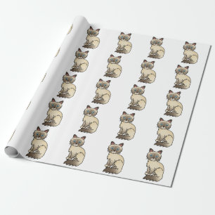 Papier Cadeau Motif de chat Birman / Ragdoll au point chocolat t