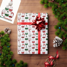 Motif de chat de Noël drôle