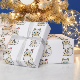 Papier Cadeau Motif de chat mignon Birman / Ragdoll au point crè