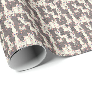 Papier Cadeau Motif de chats blancs et gris