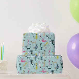 Papier Cadeau Motif de chats fantaisistes colorés amusants
