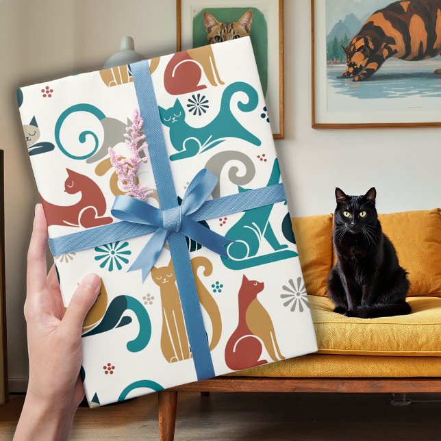 Papier Cadeau Motif de chats géométriques Abstrait (Créateur téléchargé)