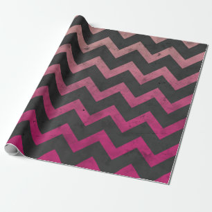 Papier Cadeau Motif de chevron gris foncé rose magenta