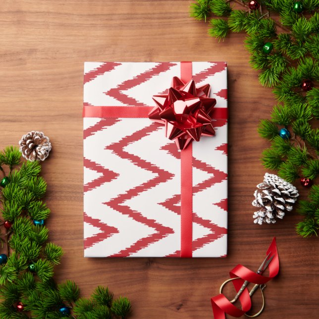 Papier Cadeau Motif de chevron rouge kat texturé chic moderne (Cadeau de vacances)