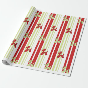 Papier Cadeau Motif de chien ballon mignon rouge bande verte pou