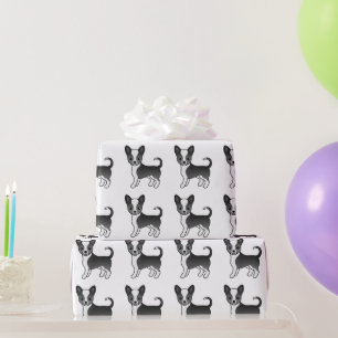 Papier Cadeau Motif de chien Chihuahua à poil lisse noir et blan