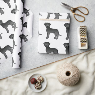 Papier Cadeau Motif de chien de dessin animé mignon Danois noir