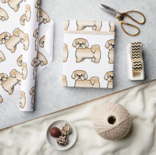 Papier Cadeau Motif de chien de dessin animé mignon Shih Tzu dor