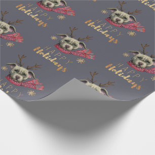 Papier Cadeau Motif de chien de renne de Noël bonnes fêtes