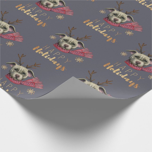 Papier Cadeau Motif | de chien de renne de Noël bonnes fêtes (Coin)