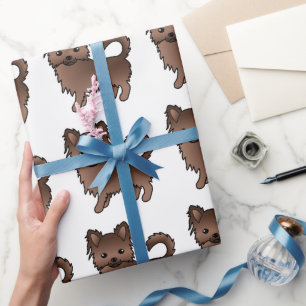 Papier Cadeau Motif de chien mignon Chihuahua à long manteau de