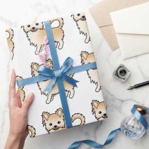 Papier Cadeau Motif de chien mignon Chihuahua à long manteau Fau
