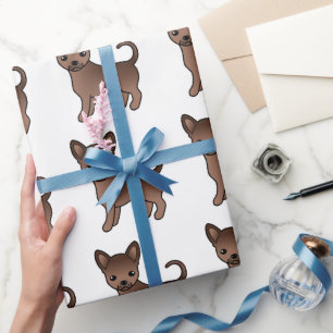 Papier Cadeau Motif de chien mignon Chihuahua à poil lisse au ch