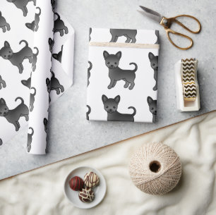 Papier Cadeau Motif de chien mignon Chihuahua à poil lisse noir