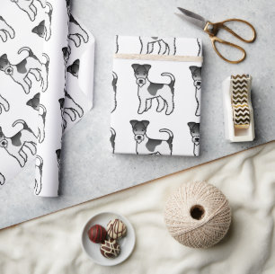 Papier Cadeau Motif de chien mignon Fox Terrier à poil dur noir 