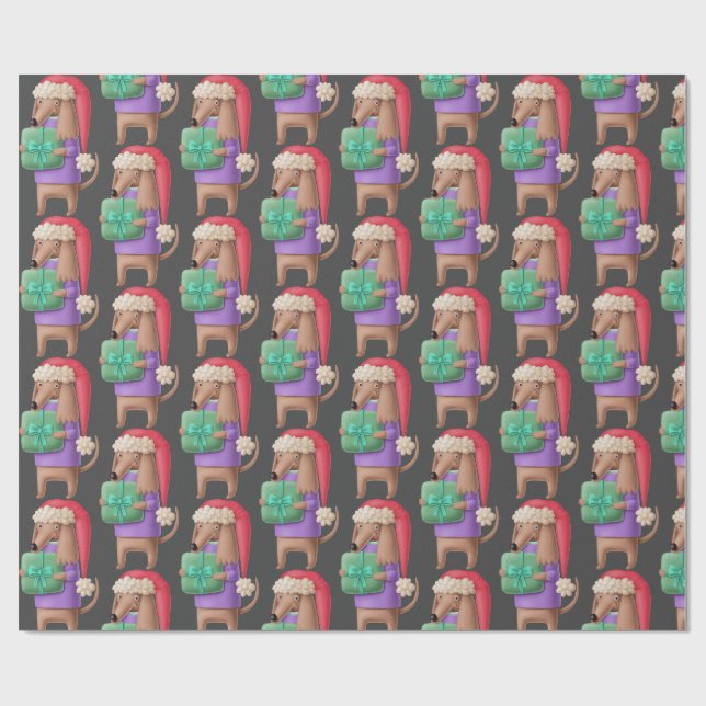 Papier Cadeau Motif de chien porteur de cadeau Plasticine (Plat)