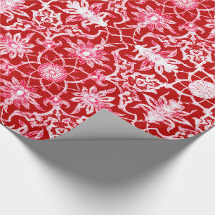Papier Cadeau Motif de Chinois de Nouveau d'art - rouge-foncé