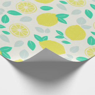 Papier Cadeau Motif de citron d'été en crème
