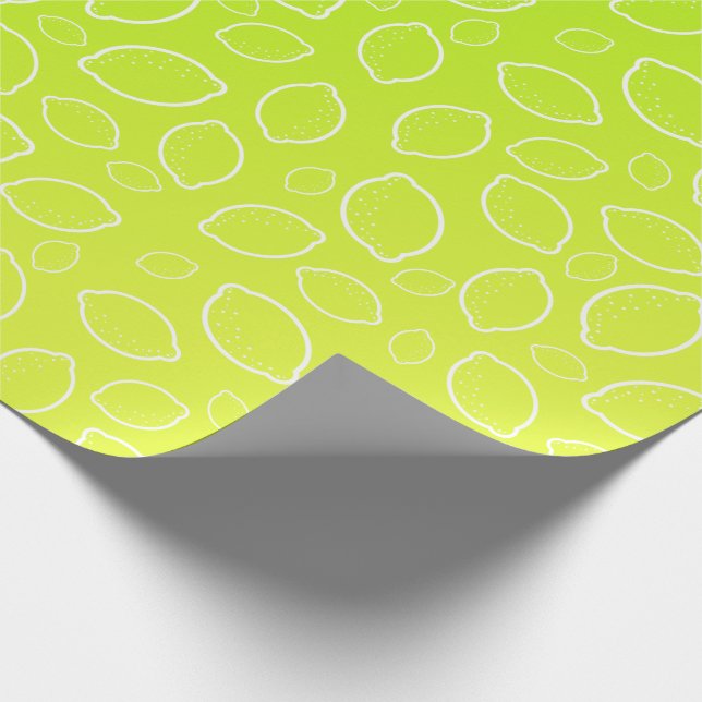 Papier Cadeau motif de citron vert frais d'été (Coin)