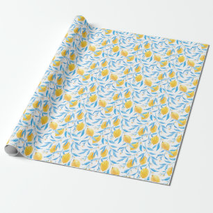 Papier Cadeau Motif de citrons d'aquarelle à main