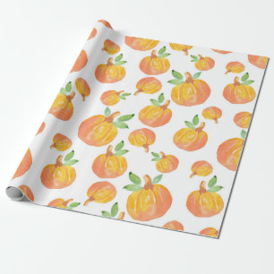 Papier Cadeau Motif de Citrouille d'aquarelle 3