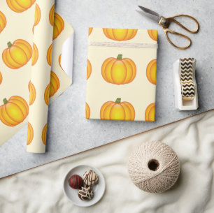 Papier Cadeau Motif de citrouille de automne orange