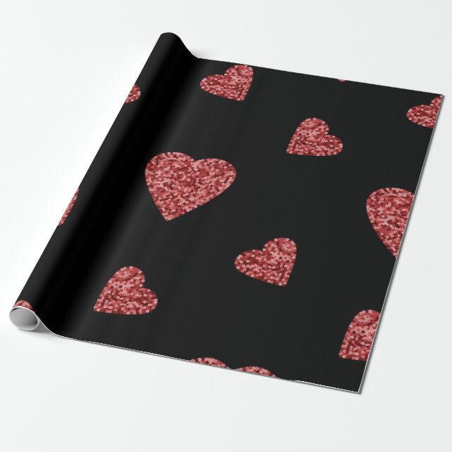 Papier Cadeau Motif de coeur (Déroulé)