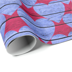 Papier Cadeau Motif de coeur en bois violet