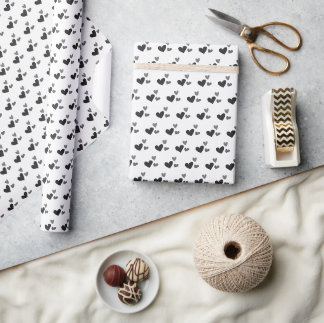 Papier Cadeau Motif de cœur mignon monochromatique moderne