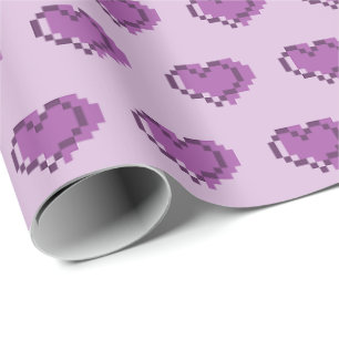 Papier Cadeau Motif de cœur pixel minimal
