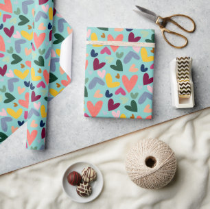 Papier Cadeau Motif de coeur rose rose rouge rose pâle