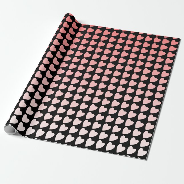 Papier Cadeau Motif de coeur rose simple Motif de fille (Déroulé)