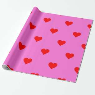 Papier Cadeau Motif de coeur simple violet rouge mou