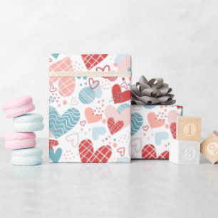 Papier Cadeau motif de coeurs Abstraits