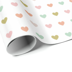 Papier Cadeau Motif de Coeurs Pastel Doux